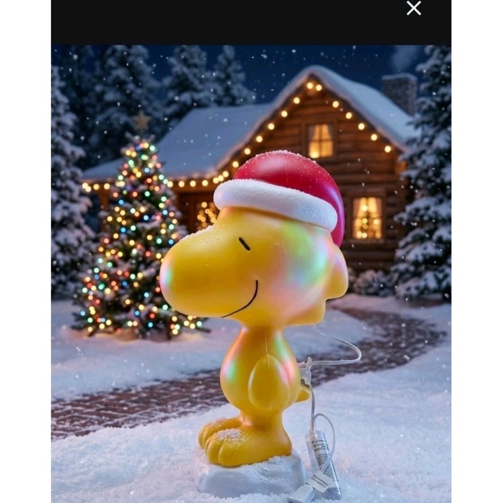 Blow Mold Decor Woodstock with Santa Hat 22 in NEW